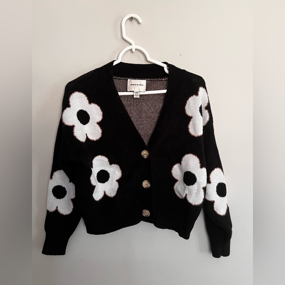 Industry Republic Floral Jacquard Cardigan Pullover Sweater Size Small - Picture 2 of 5